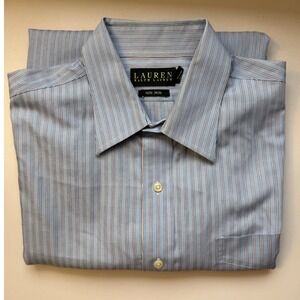 Lauren Ralph Lauren Dress Shirt Non Iron Striped Blue White 16.5 32/33